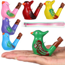 24Pcs Assorted Color Ceramic Bird Whistle Toys with Lanyards for Kids