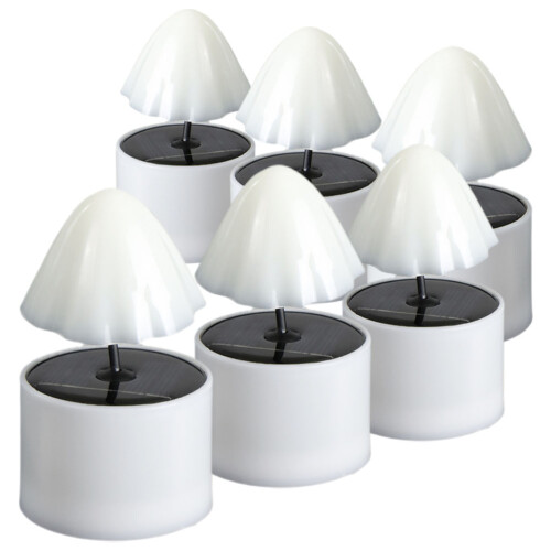 12Pcs Solar Powered Candle Tealights White Mushroom Design 2