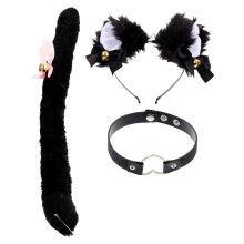 4Sets Assorted Color Cat Ear Headdress Party Collar Tail Cosplay Kit