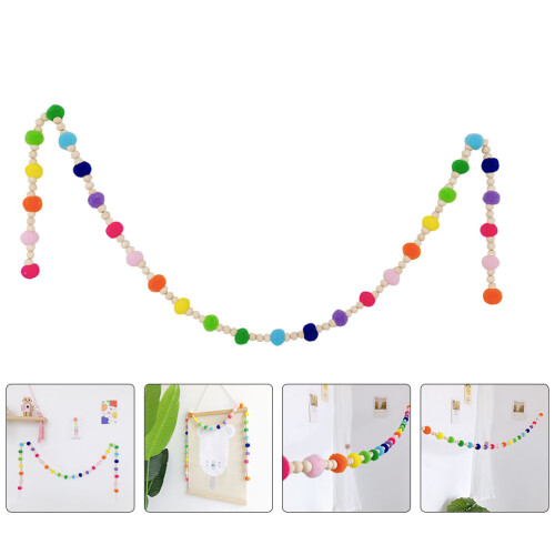 3Pcs Multi-Color Wooden Bead String Pendant for Wall Decoration 2