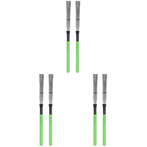6Stk Grün Stahl Drum Bürsten Mit Ergonomischem Holzgriff Set 1