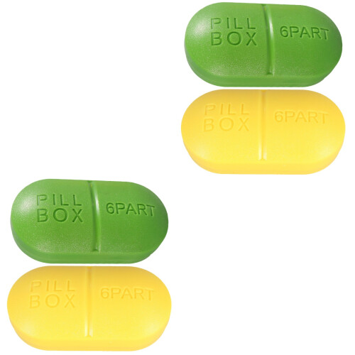 4Pcs Compact Medicine Storage Organizer Case Plastic 6-Compartment Box 2