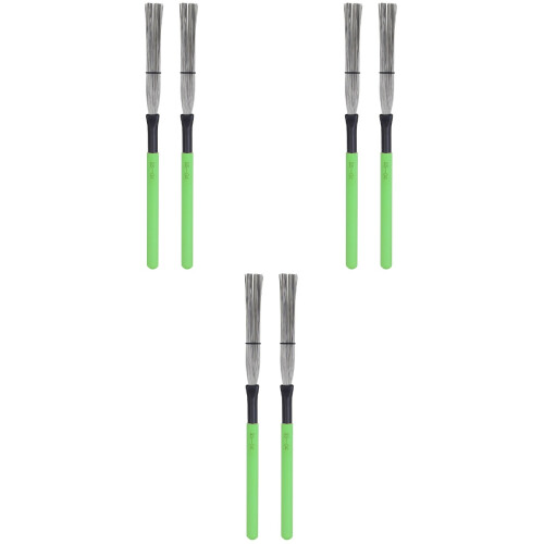 6Stk Grün Stahl Drum Bürsten Mit Ergonomischem Holzgriff Set 2