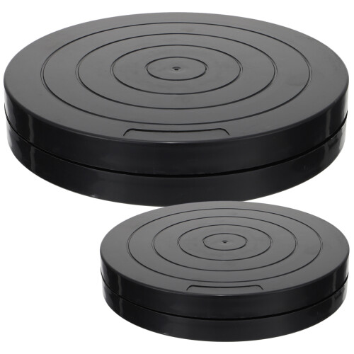 6Pcs Black Clay Turntable Rotating Cake Stand Plastic Sculpture Tool
