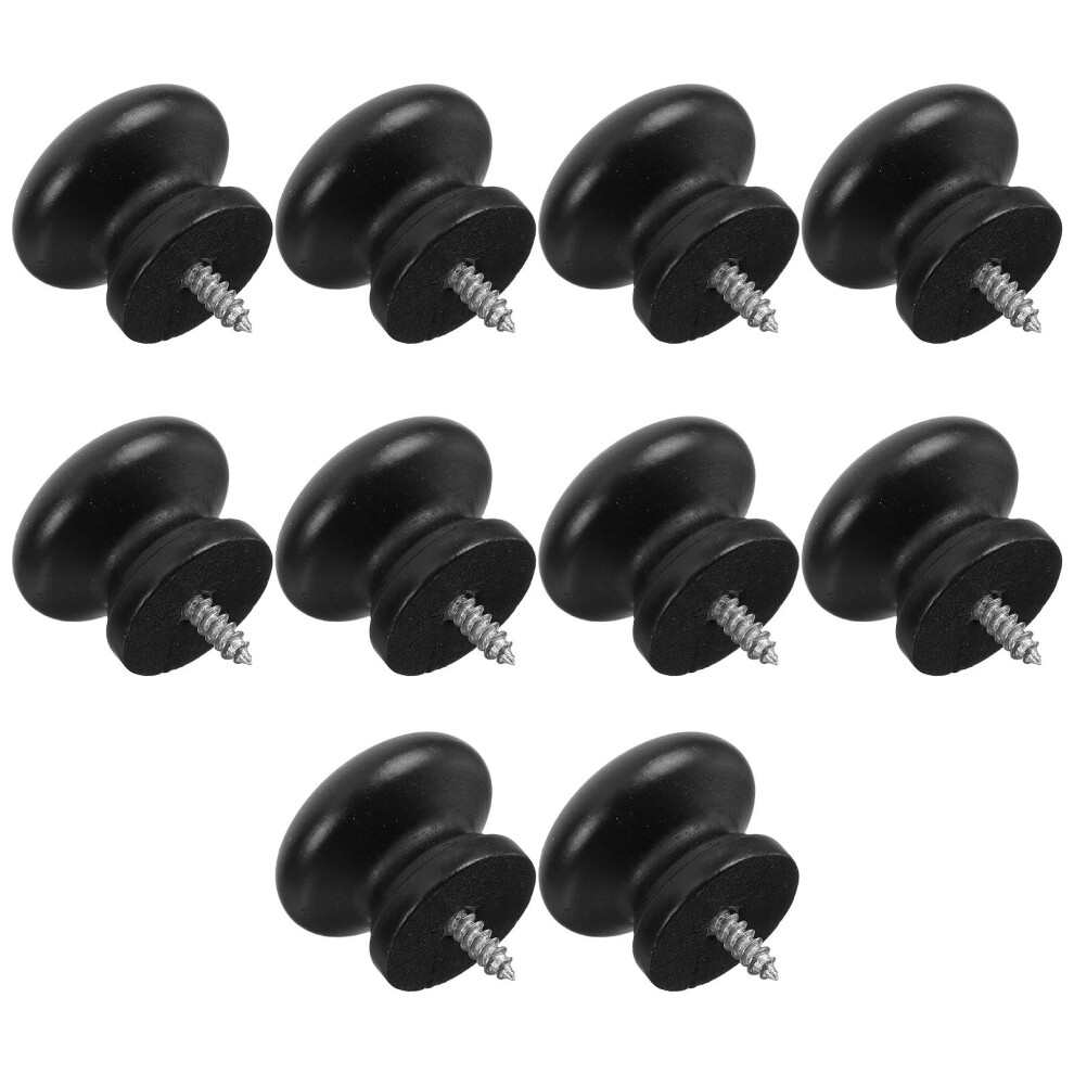 30Pcs Round Wood Drawer Knobs Black Finish Solid Wood Furniture Pulls 3631488168875
