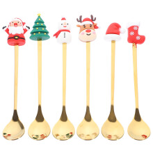 30Pcs Christmas Themed Golden Coffee and Dessert Mixing Spoons