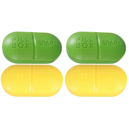 4Pcs Compact Medicine Storage Organizer Case Plastic 6-Compartment Box 1