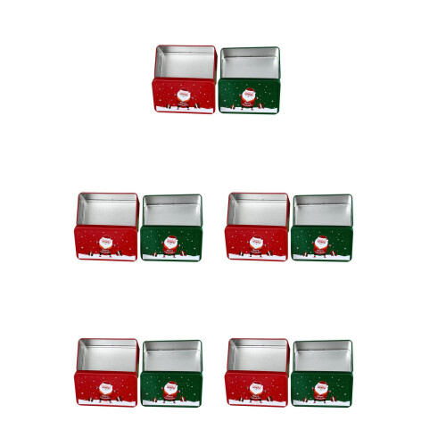 10Pcs Sturdy Tinplate Xmas Cookie Tins Candy Storage Small Boxes 2
