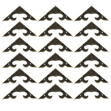 3 Pcs Antique Wooden Case Corner Protectors Triangle Carved Guard