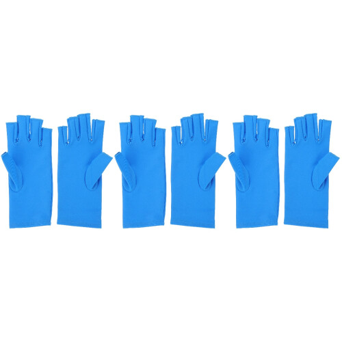 3Pairs Blue Manicure Fingerless Uv Protective Nail Tools 1