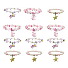 16Sets Girls Elastic Beaded Bracelets Plastic Kids Party Accessories