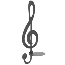 2Pcs Black Wall Hanging Candle Holder Metal Music Note Candle Sconce