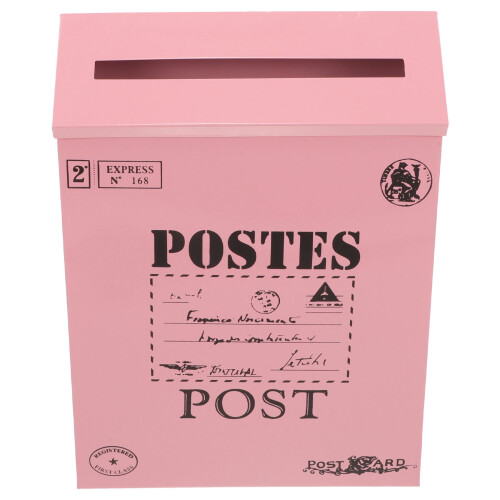 3Pcs Pink Iron Mailbox Wall Mount Suggestion Box for Home Office Use 1