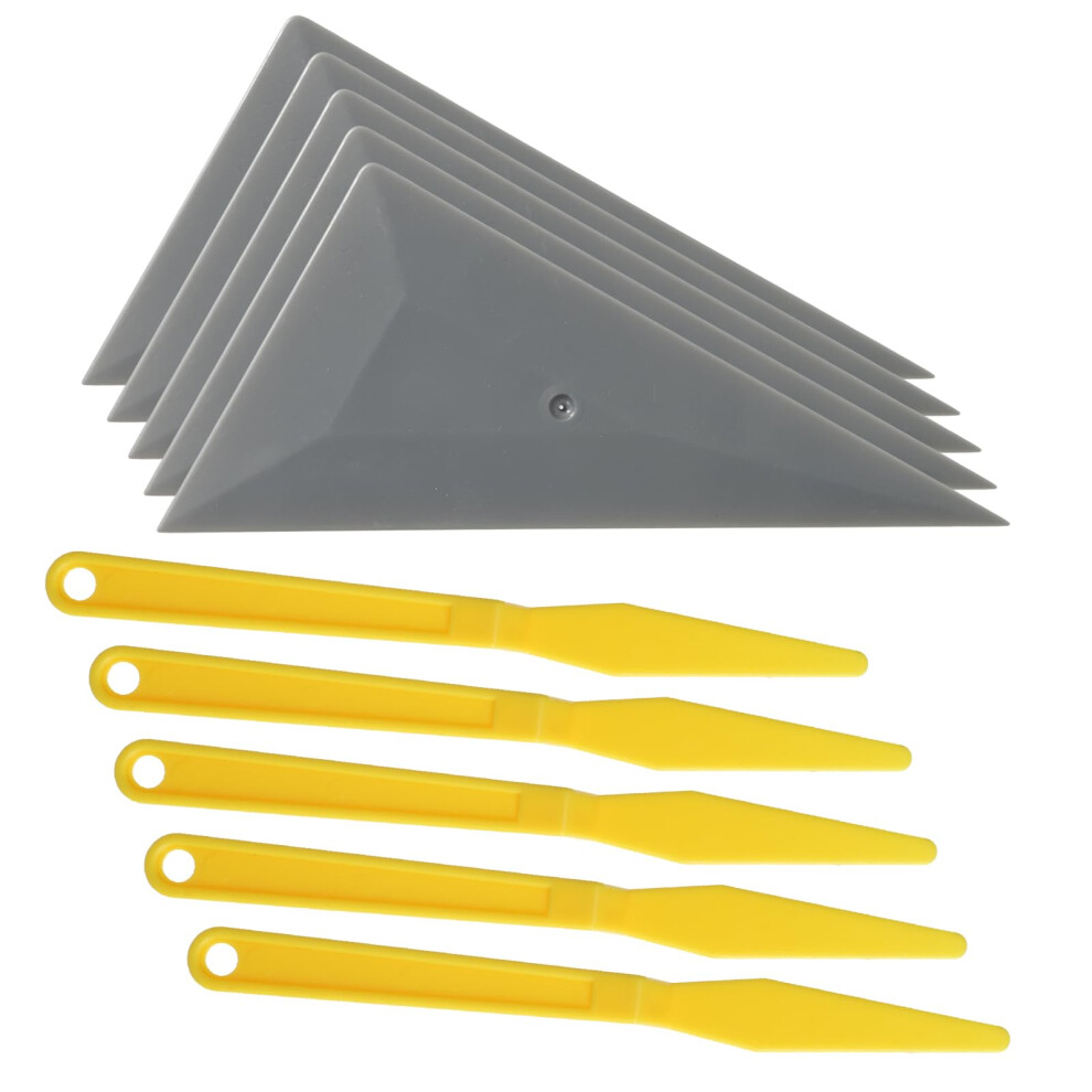 Window Tint Squeegee Set For Car Vinyl Wrap And Window Film, Triangle Corner Design, 10 Pcs Yellow/Gray 9070919794001