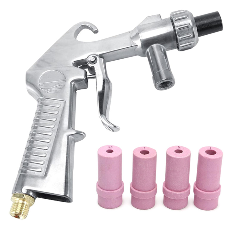 Sandblasting Gun With 4 Ceramic Nozzles, Durable Stainless Steel Air Sandblaster For Rust Removal 9099447359940