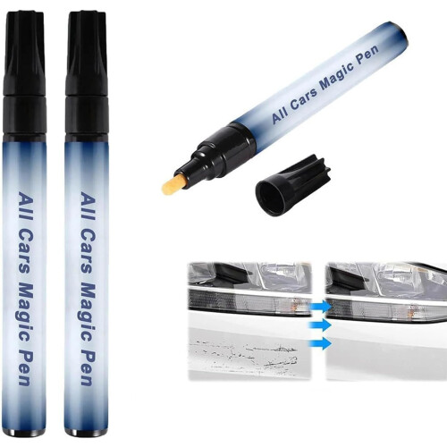 Car Scratch Remover Set with Magic Scratch  Pen, Quick Fix, Waterproof UV Protection, 2 Pack
