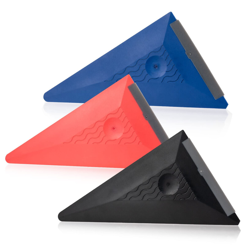 3Pcs Window Tint And Vinyl Wrap Triangle Squeegee Set With Silicone Edge, Multiangle Corner Reach 9070919794629