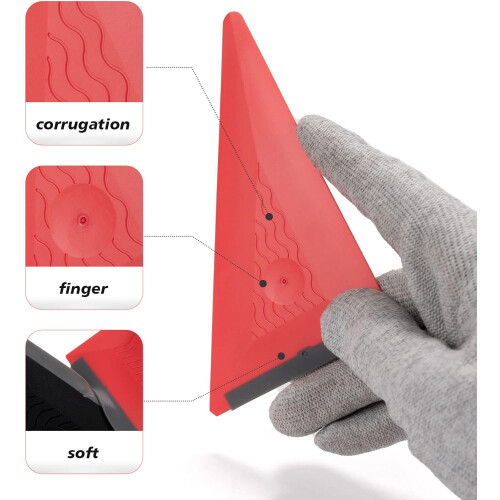 3PCS Window Tint and Vinyl Wrap Triangle Squeegee Set with Silicone Edge, MultiAngle Corner Reach 2