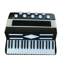 Miniature Accordion Wooden Decor with Realistic Vintage Design, Mini Musical Instrument Collectible