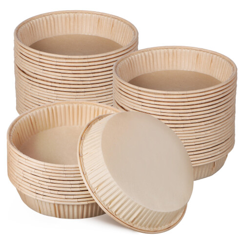 200Pcs Mini Round Tart Pans Beige Grease-Proof Baking Cups for Baking 2