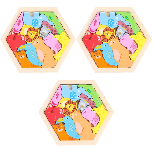3Ensembles Puzzle Cognitif Bois 3D Enfants 2