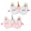 4Pièces Cache-Yeux En Peluche Blanche Élastique Motif Licorne 1