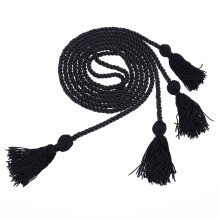 3Pcs Black Graduation Cords Rayon Braided Honor Tassels