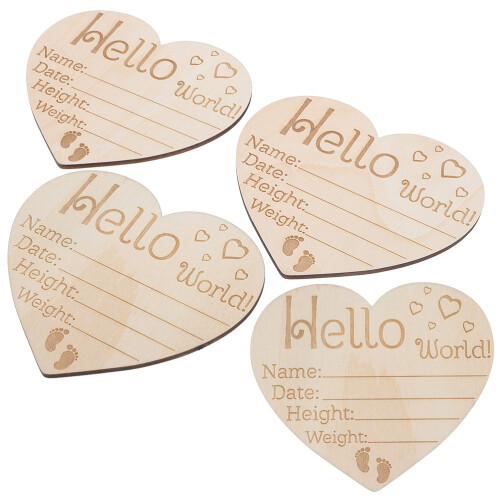 8Pièces Plaques Bois Bébé Beige Annonce Décoration