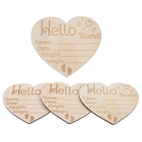 8Pièces Plaques Bois Bébé Beige Annonce Décoration 1