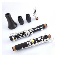Professional Bb Clarinet 17 Key Ebony Body with Silver Plated Keys, Rich Tone and Stable Intonation