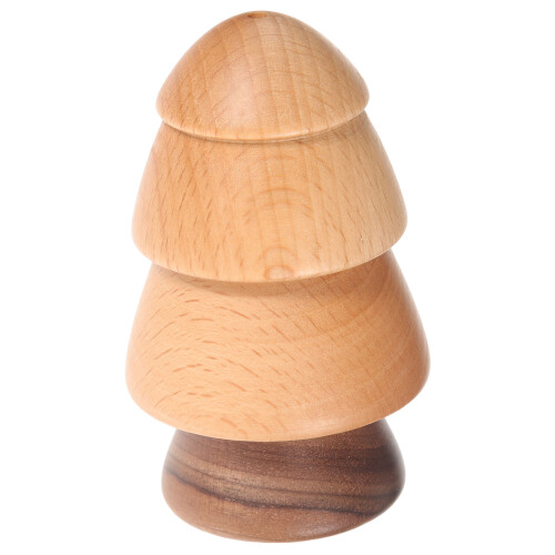 5Pcs Wooden Christmas Tree Toothpick Container Beige Storage 2