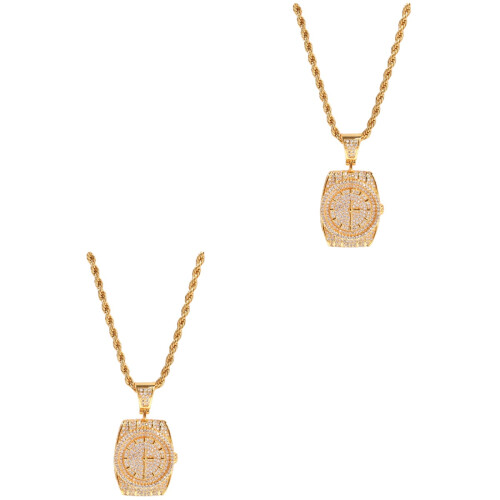 2Pièces Hip-Hop À Pendentif Simple Et 2