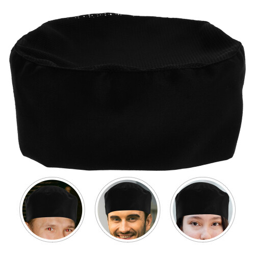 7St Zwarte Chefsmuts Met Mesh, Verstelbare Strap, Comfortabel 1