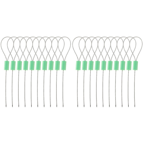 20Pcs Green Steel Wire Cable Seals Self-Locking Safety Tags 1