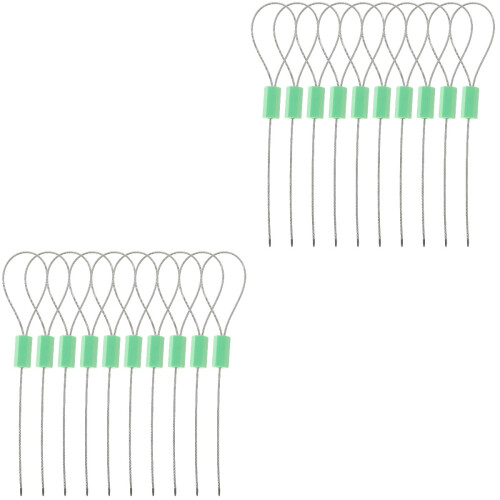 20Pcs Green Steel Wire Cable Seals Self-Locking Safety Tags 2