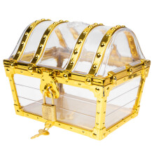 2Pcs Golden Pirate Treasure Box Clear Keepsake Chest for Jewelry