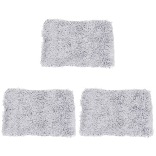 3Pcs Plush Warm Pets Blanket Light Grey for Dog Cat Use 1