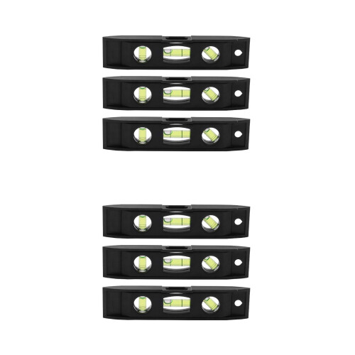 6Pièces Niveau Magnétique Équilibre Noir ABS Règle De Mesure Compacte 2