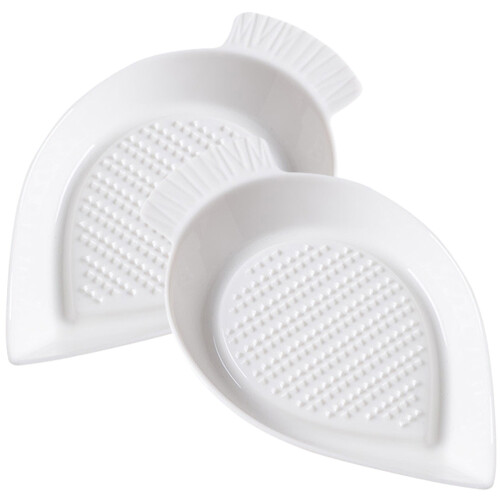 3Pcs White Ceramic Garlic Plate Multi-Function Ginger Grinder 2