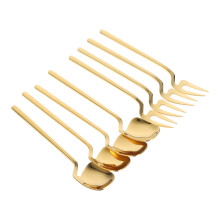 5Sets Golden Stainless Steel Mini Dessert Spoons and Forks for Parties