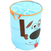 3Pcs Blue Fabric Storage Buckets with Handles for Laundry Use
