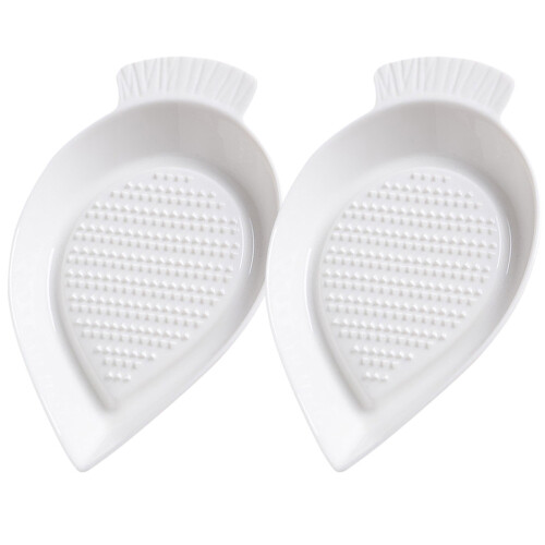 3Pcs White Ceramic Garlic Plate Multi-Function Ginger Grinder 1