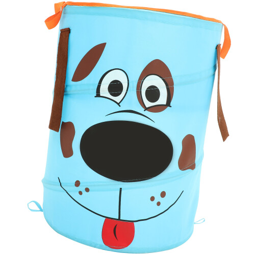 3Pcs Blue Fabric Storage Buckets with Handles for Laundry Use 1