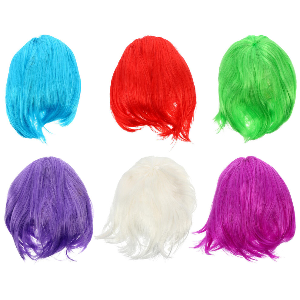 Artibetter Unisex 12Pcs Fashionable Pet Short Bob Wigs Colorful Cosplay And Party Hats