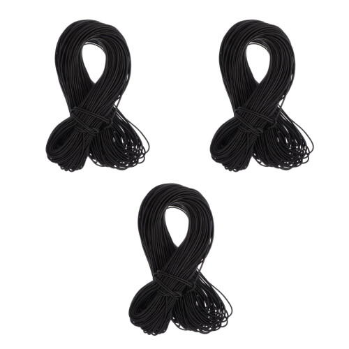 3Pcs Black DIY Elastic Cord Round String for Crafts and Mask Making 2