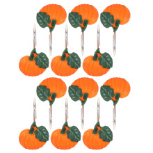 60Pcs Fall Pumpkin Shower Curtain Hooks Decorative Metal Curtain Rings