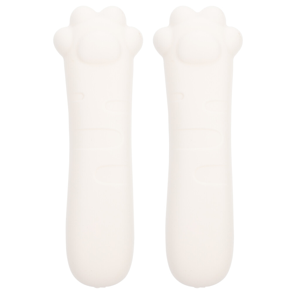 Solustre 4Pcs Smooth Silicone Doorknob Sleeves Door Handle Safety Covers White