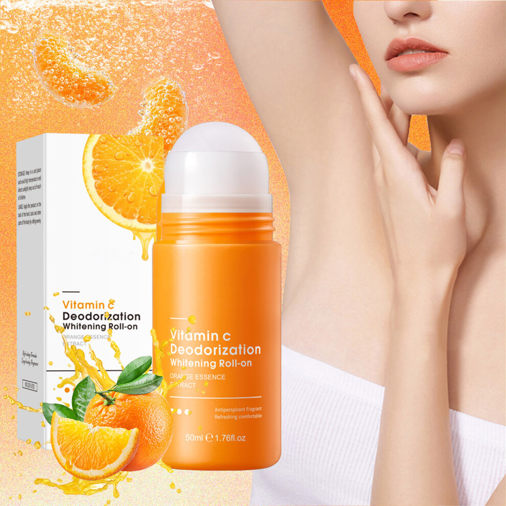 Men's Orange (Orange) And Wo's Deodorant Portable Travel Deodorant Deodorization Roll- Antiperspirant With Vitamin C Freshness Scents 50Ml