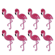 36Pcs Flamingo Cloth Patch Pink Embroidery for Arts Crafts Decoration