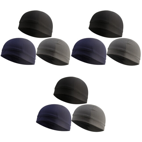 9Pièces Bonnets Internes Cyclistes, Protection Uv, Noir Gris 2